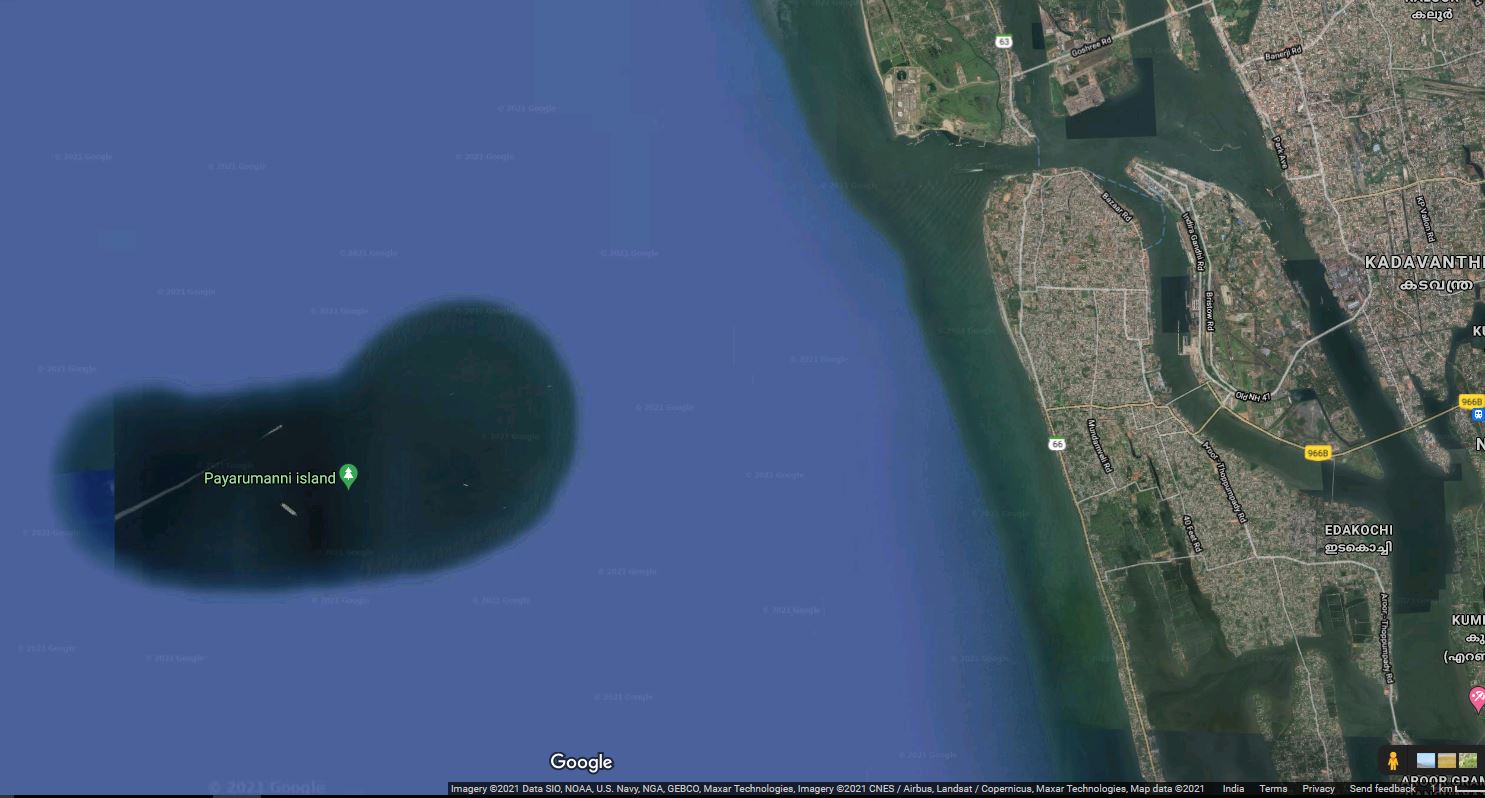 The so called island in the google maps satellite view. You can see the name marked as well