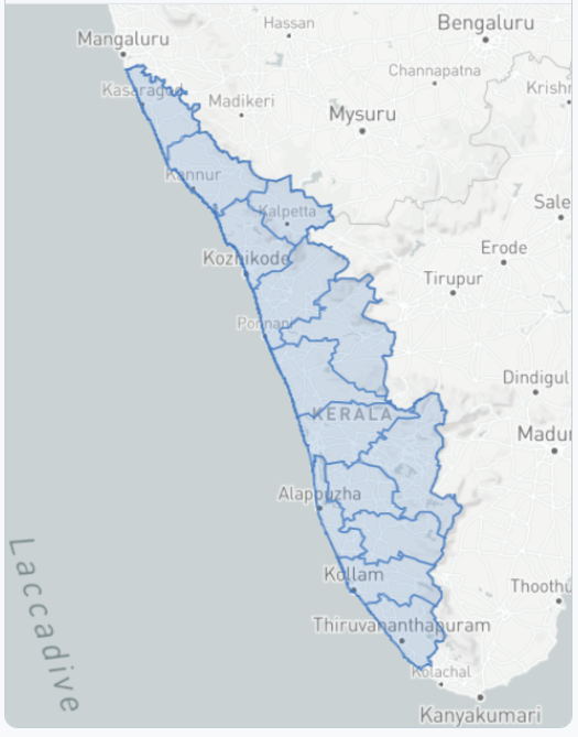 The Kerala district layer released by Open Data Kerala