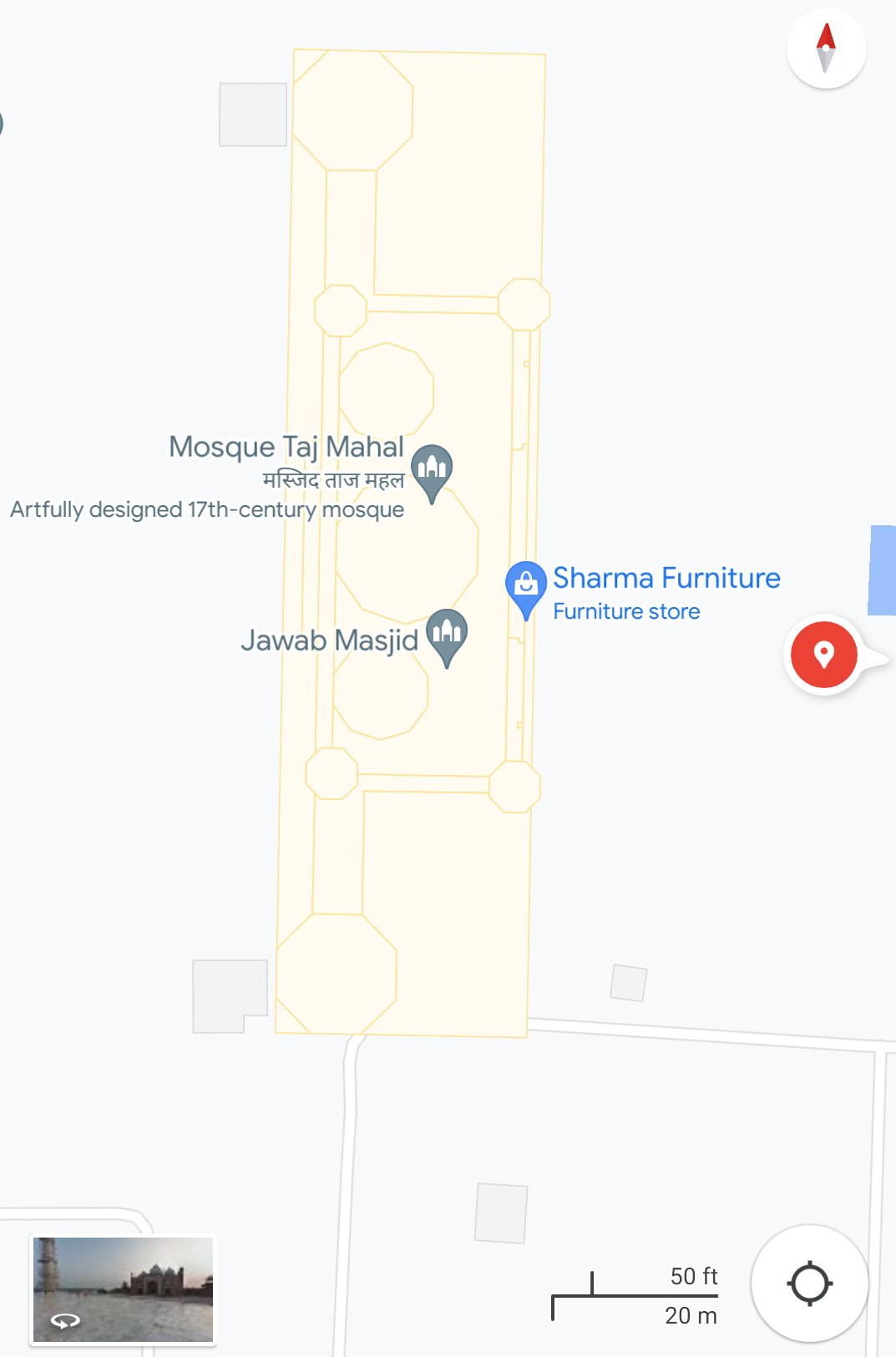 Spam markings of a Furniture shop marked near Taj Mahal in Google Maps