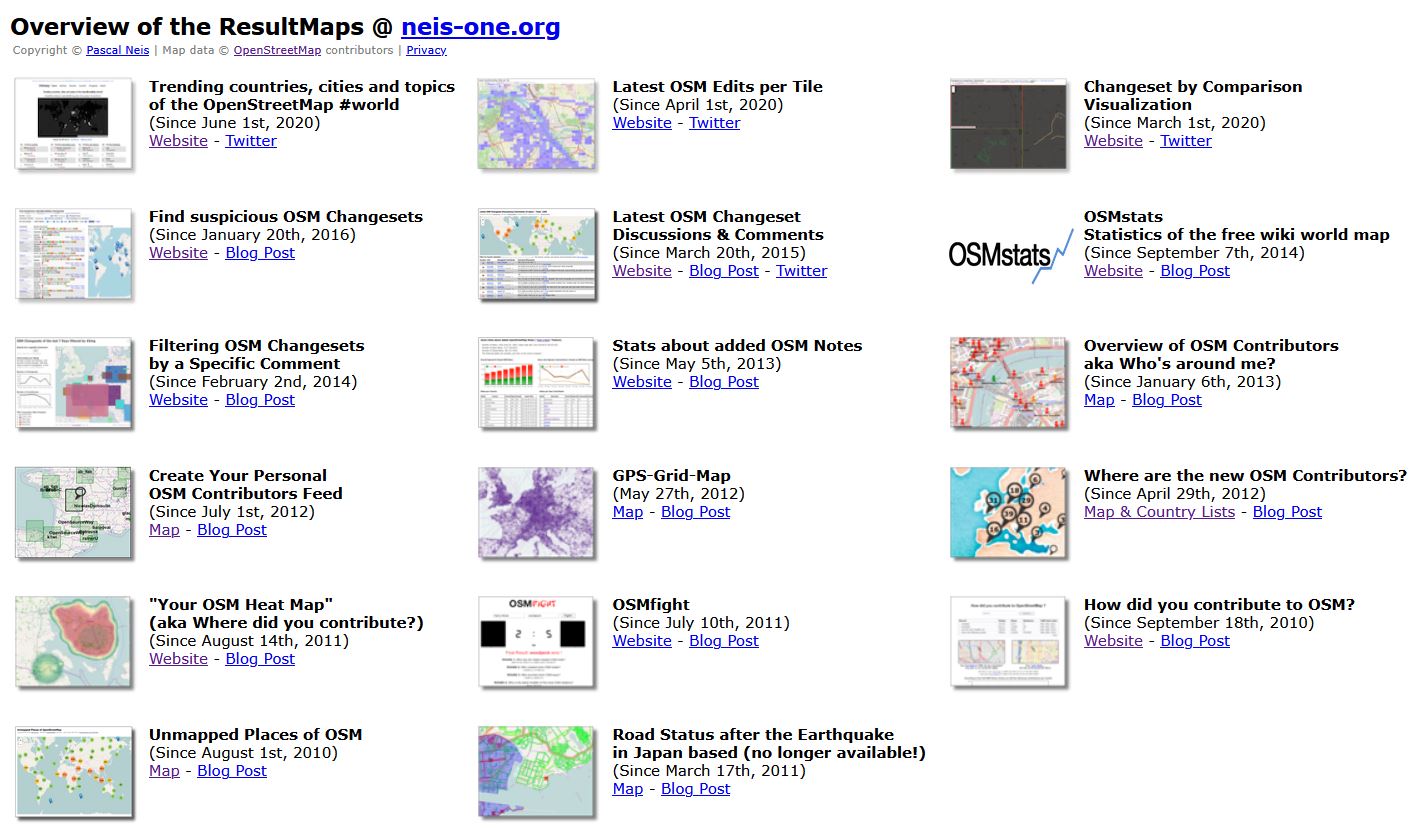 Results Maps Tool list